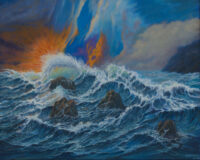Surreal seascape painting, original oil over acrylic on canvas by Robert Jepson
