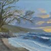 Garwick bay, Isle of man, morning breakers, original oil on canvas painting by Robert Jepson Coastal scene, breaking waves, rocks, oil on canvas