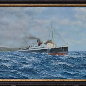 Historic marine painting. King Orry 1V in heavy seas bound for Liverpool from the Isle of Man