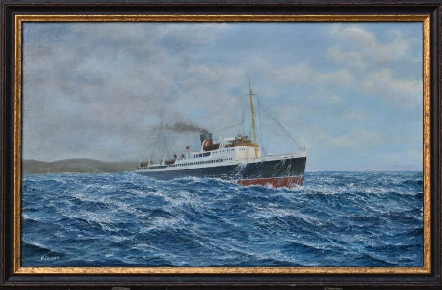 King Orry Historic marine painting. King Orry 1V in heavy seas bound for Liverpool from the Isle of Man